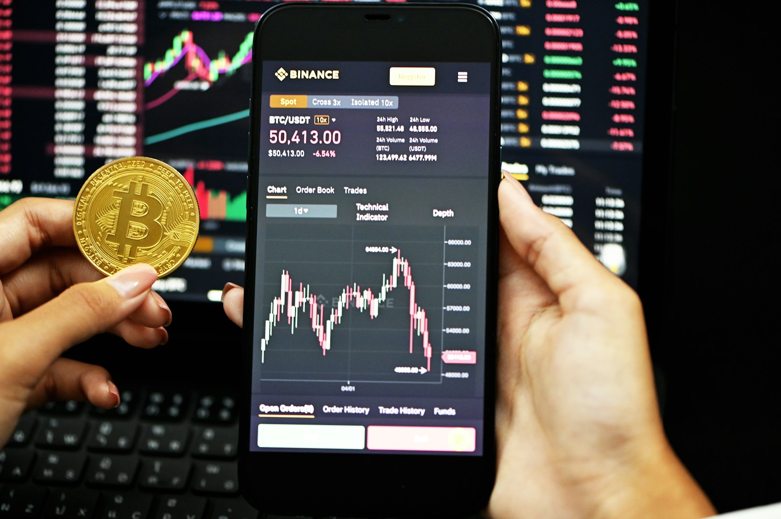 Interfejs mobilnej aplikacji Binance na smartfonie