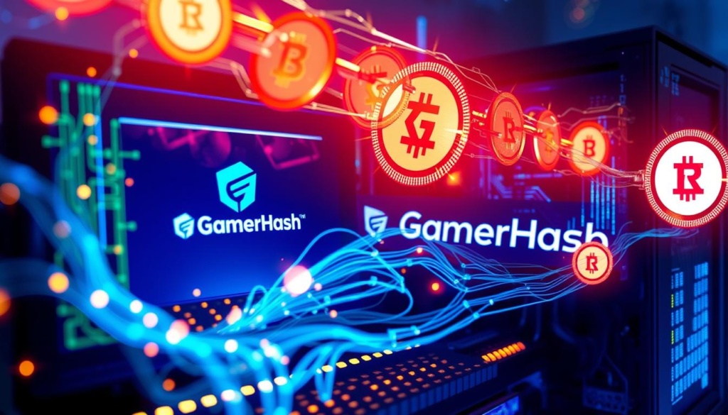 Wizualizacja procesu kopania kryptowalut na PC z GamerHash