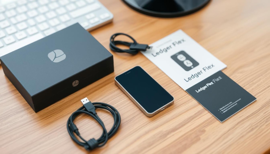 Zawartość pudełka Ledger Flex po rozpakowaniu