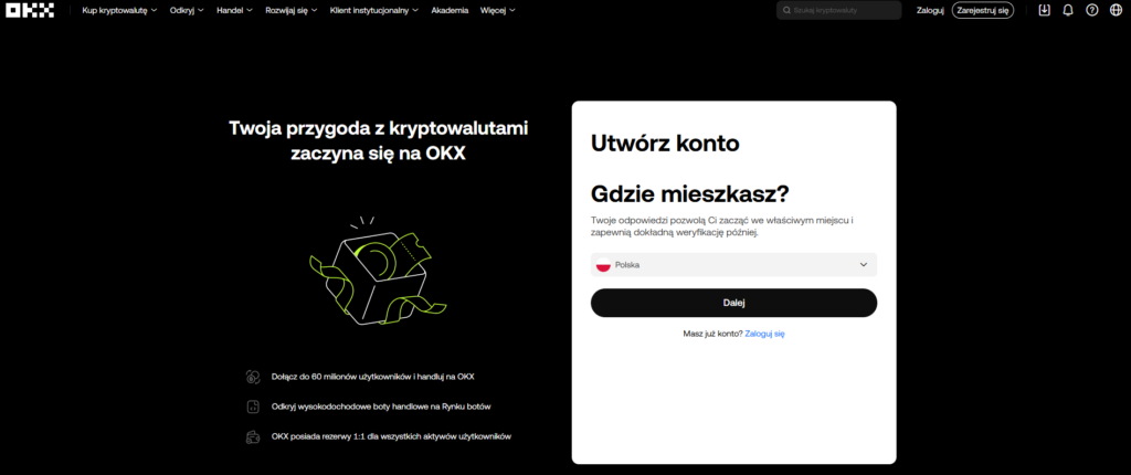 Proces rejestracji konta na giełdzie kryptowalut OKX