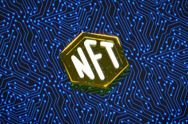 a logo of ntf with a blue background