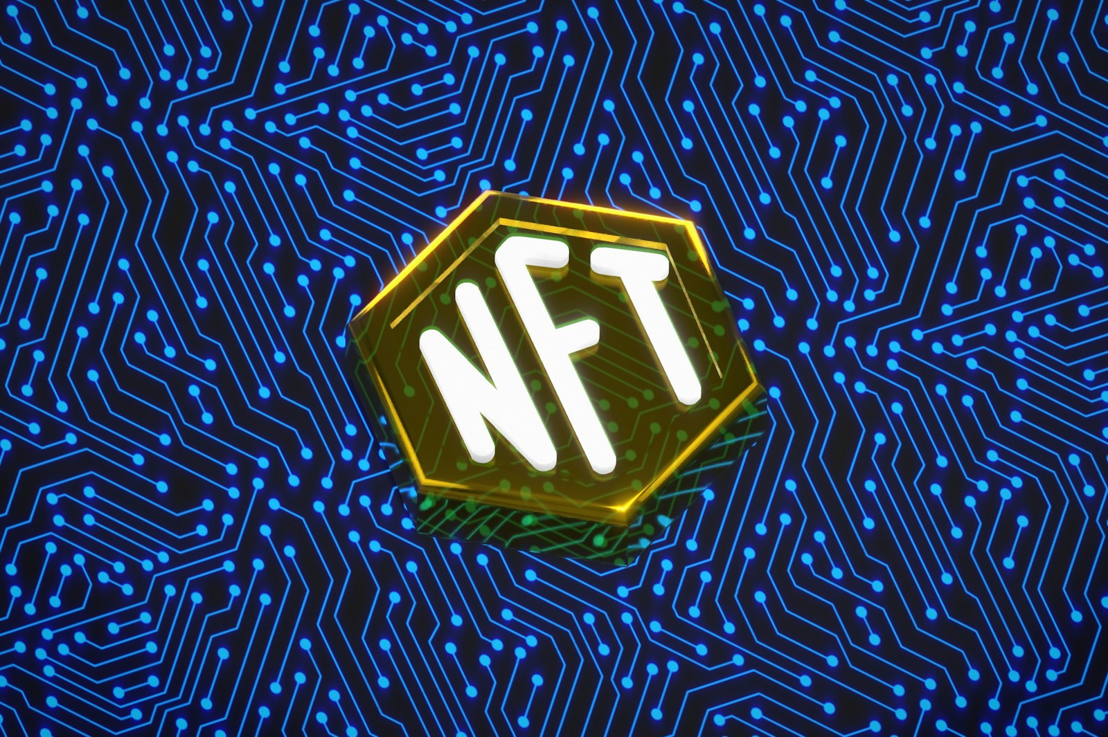 a logo of ntf with a blue background