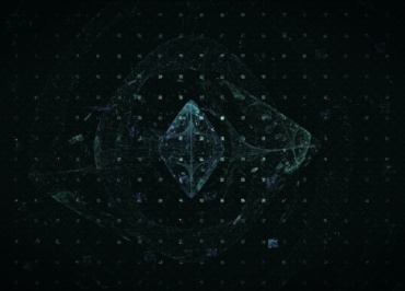 a black background with a blue and green design