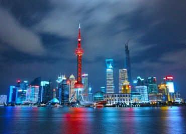 architectural photograph of lighted city sky